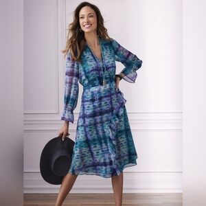 New Soft Surroundings Carriage Court Ruffle Dress Size L